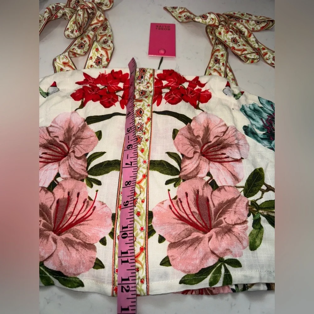 Rose & Olive Floral Tie-Strap Top - Pink, Red, Green - Picture 5 of 8